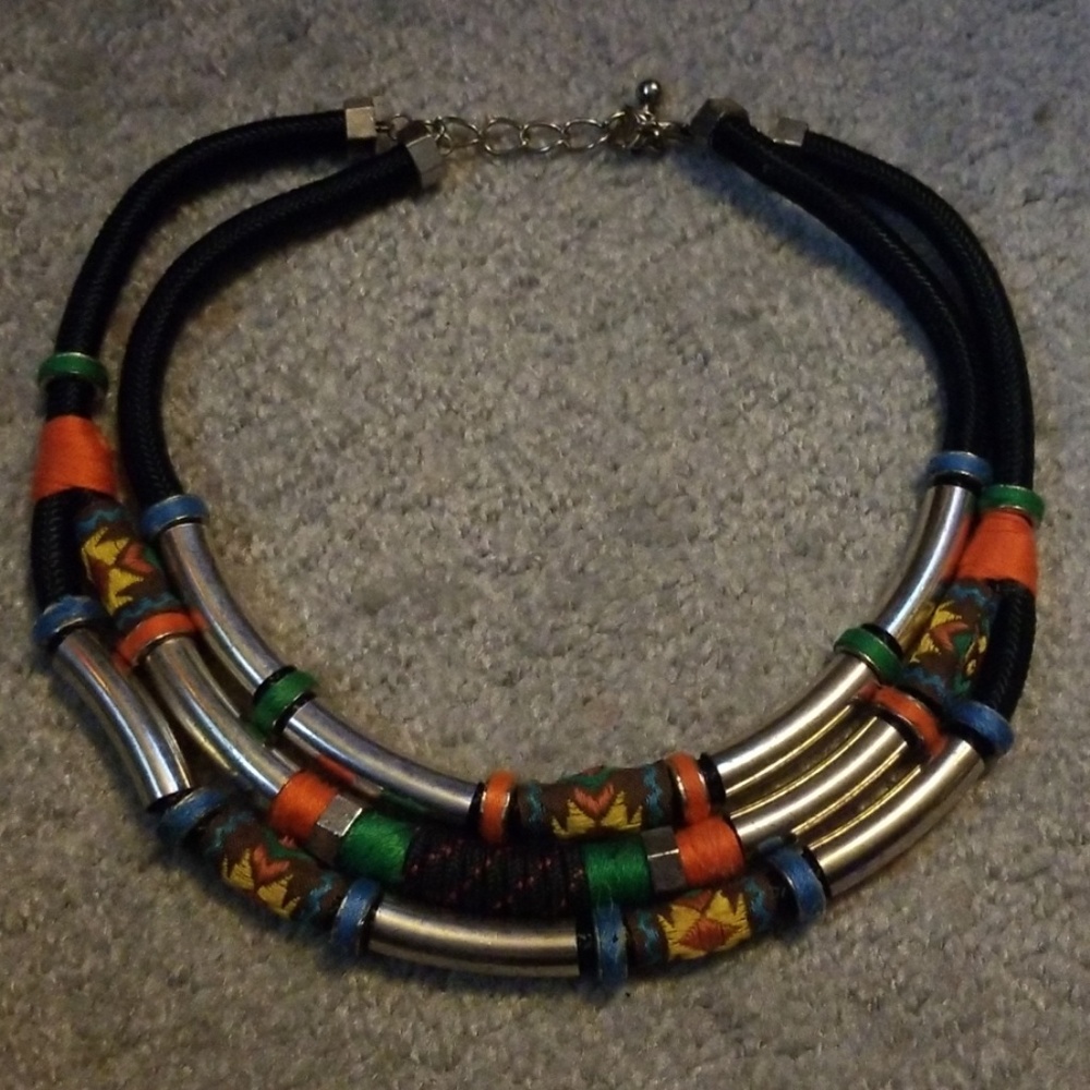 Interesting mixed media necklace thick